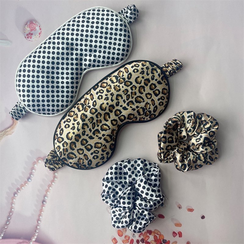 leopard print simulated silk eye mask internet celebrity polka dot large intestine hair ring thin hairband headdress silk eye protection sleep blackout eye mask