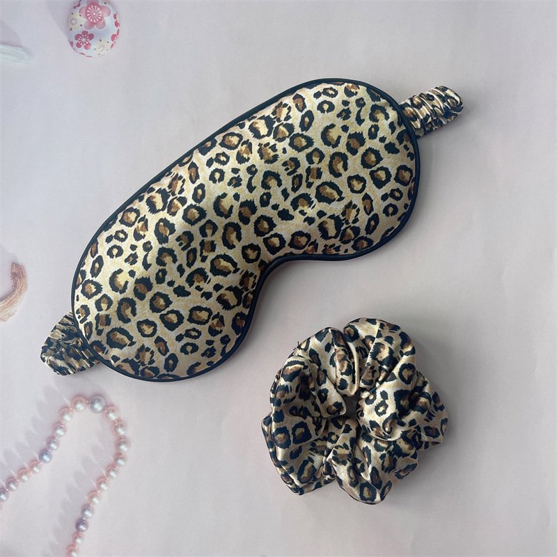 leopard print simulated silk eye mask internet celebrity polka dot large intestine hair ring thin hairband headdress silk eye protection sleep blackout eye mask
