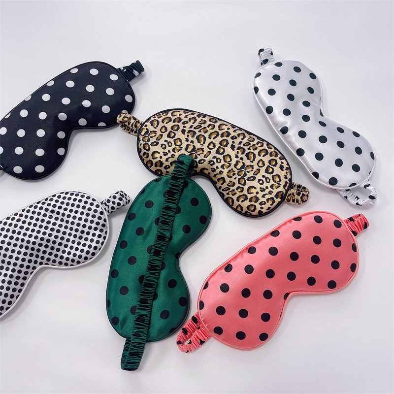 double-sided simulated silk eye mask color mulberry silk blackout sleep leopard print satin eye mask set