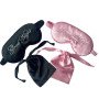 Simulated silk embroidered eye mask, couple style sleeping shade eye mask, mulberry silk embroidered breathable storage bag set