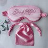 Simulated silk embroidered eye mask, couple style sleeping shade eye mask, mulberry silk embroidered breathable storage bag set