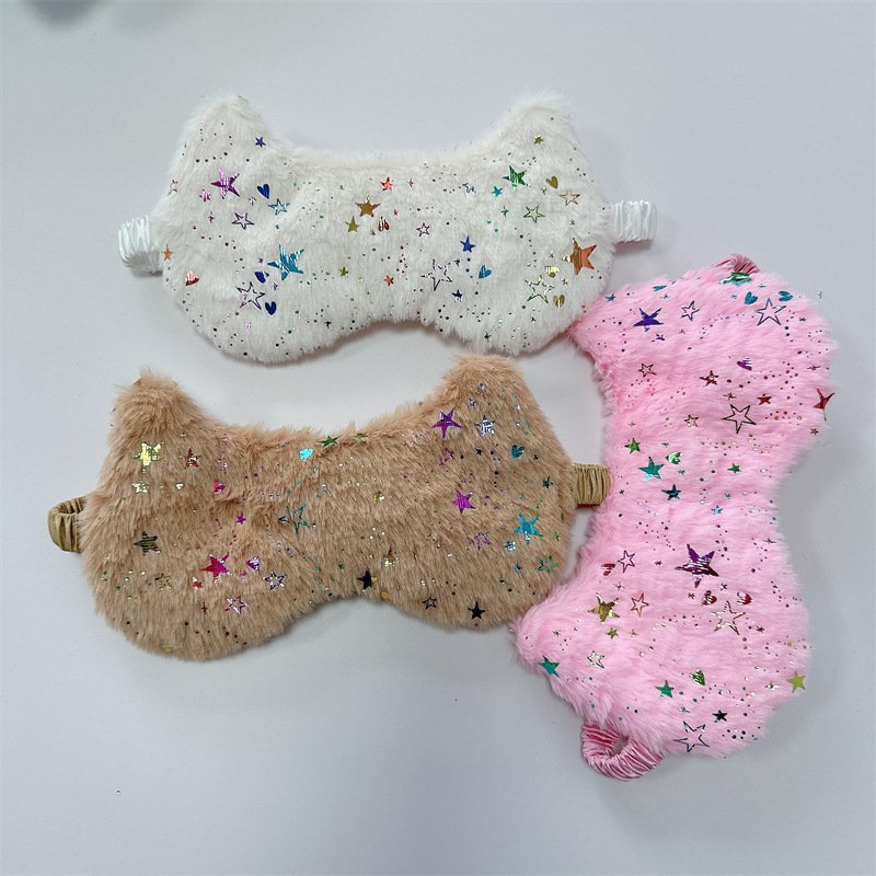 New cartoon fox rabbit fur eye mask, cute little star plush shade eye mask