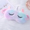 Plush colorful unicorn eye mask, cute cartoon plush eye mask, blackout sleep eye mask