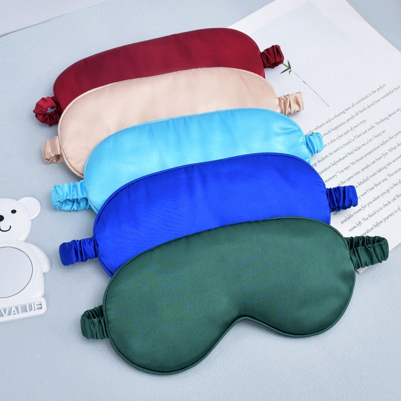 Double-sided simulated silk eye mask blackout sleep elastic band travel lunch break aviation eye mask multi-color