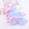 Colorful bunny fur cute plush eye mask blackout sleep eye mask rainbow print cute cartoon eye mask