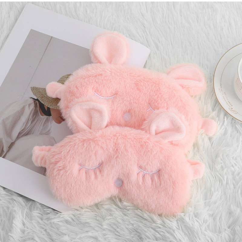 Eye mask cute soft and comfortable bunny rabbit ears sleep eye mask girl heart plush eye mask blackout embroidery