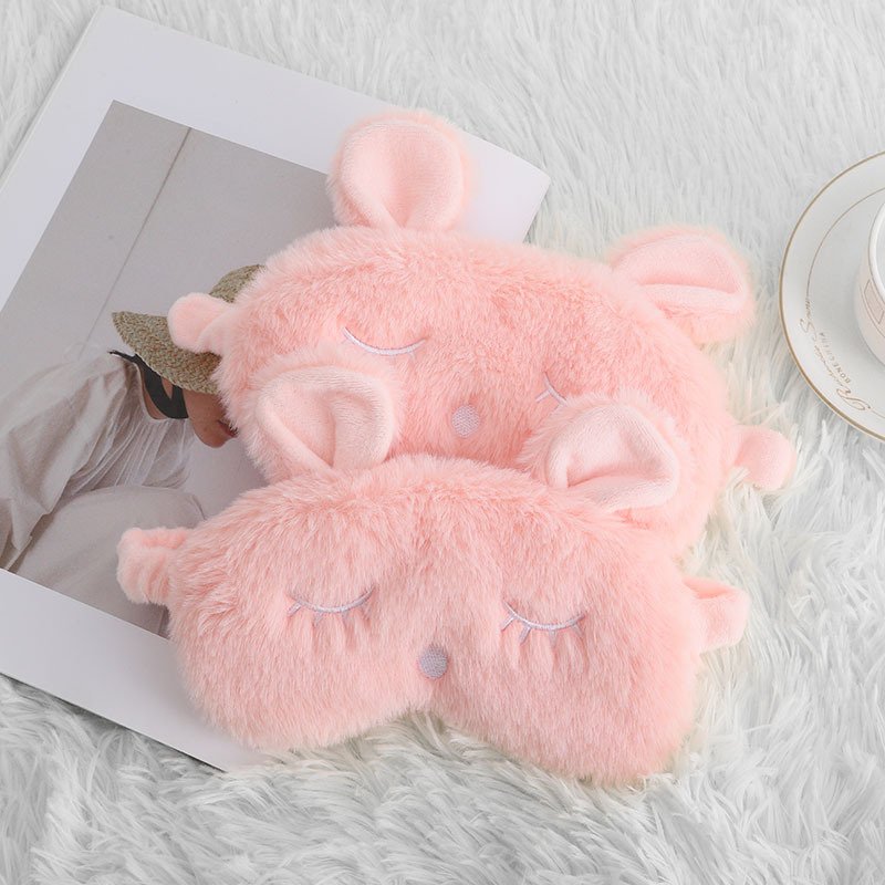 Eye mask cute soft and comfortable bunny rabbit ears sleep eye mask girl heart plush eye mask blackout embroidery