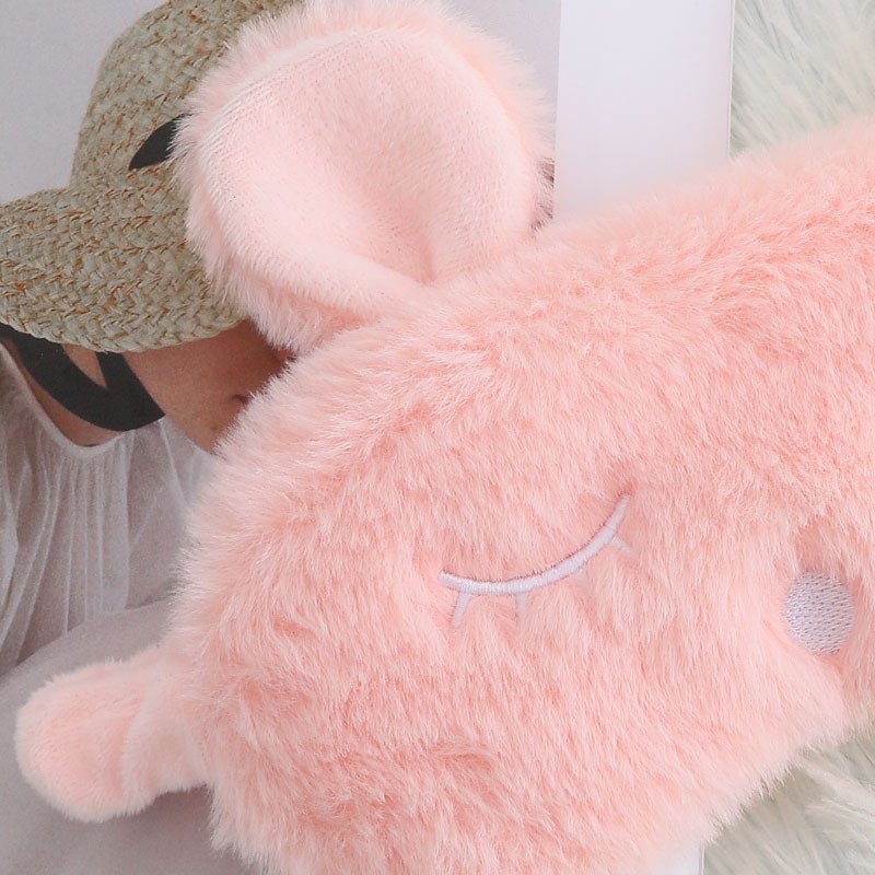 Eye mask cute soft and comfortable bunny rabbit ears sleep eye mask girl heart plush eye mask blackout embroidery
