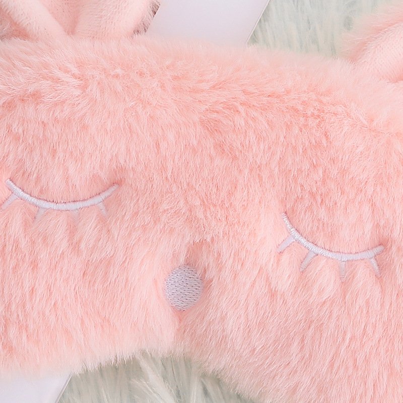 Eye mask cute soft and comfortable bunny rabbit ears sleep eye mask girl heart plush eye mask blackout embroidery