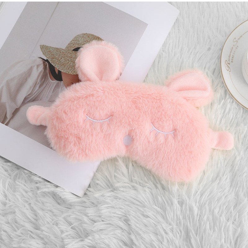 Eye mask cute soft and comfortable bunny rabbit ears sleep eye mask girl heart plush eye mask blackout embroidery