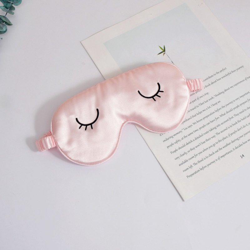 Simulated silk embroidery eyelash eye mask set blackout sleep eye mask drawstring bag outdoor portable travel essential