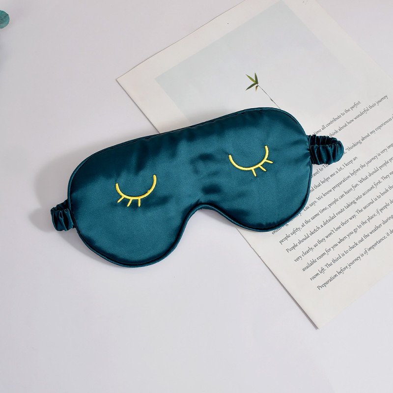 Simulated silk embroidery eyelash eye mask set blackout sleep eye mask drawstring bag outdoor portable travel essential