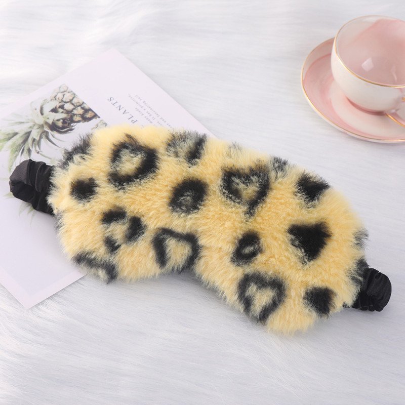 Plush eye mask, leopard print heart rabbit fur, home shade eye protection, cute cartoon sleep eye mask in multiple colors