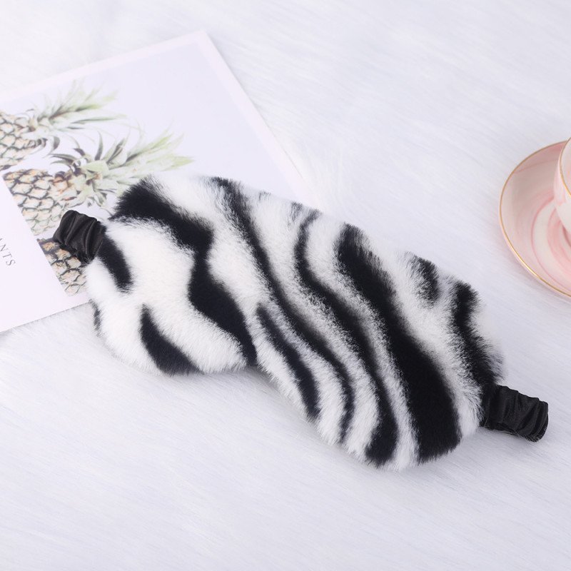 Plush eye mask, leopard print heart rabbit fur, home shade eye protection, cute cartoon sleep eye mask in multiple colors
