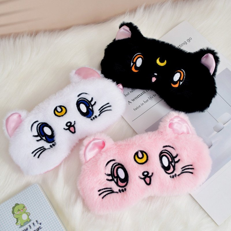 New cute Sailor Moon plush eye mask, embroidery shade sleeping eye mask, cute cat ear eye mask for girls