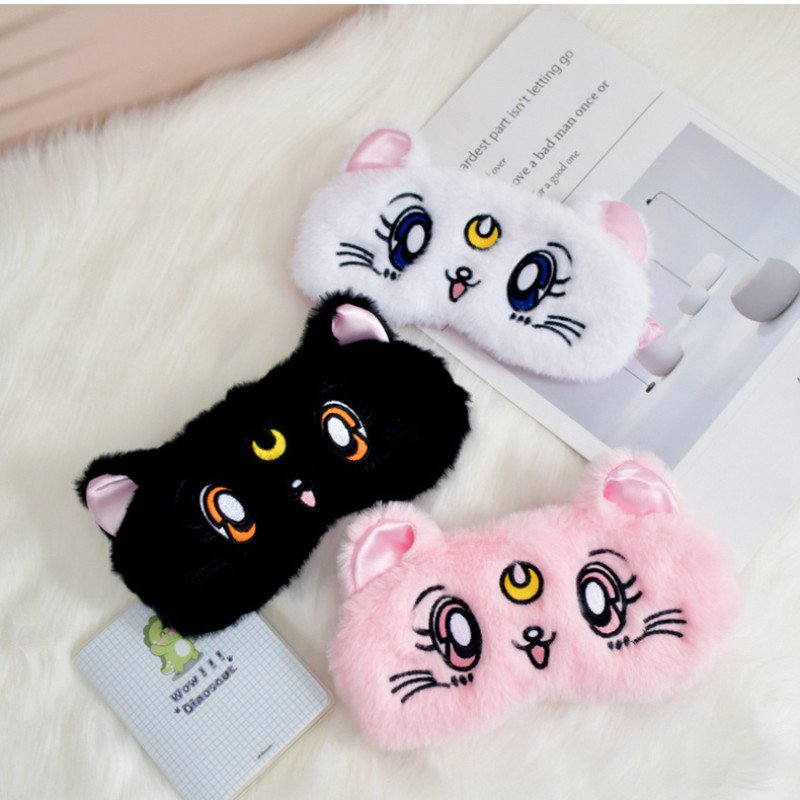 New cute Sailor Moon plush eye mask, embroidery shade sleeping eye mask, cute cat ear eye mask for girls