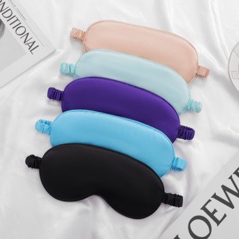 Double-sided solid color simulated silk eye mask wholesale elastic band spot wholesale mulberry silk shade sleeping eye mask