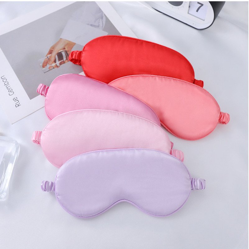 Double-sided solid color simulated silk eye mask wholesale elastic band spot wholesale mulberry silk shade sleeping eye mask
