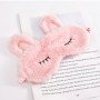 Pink plush rabbit ear eye mask custom embroidery eyelash shade sleeping eye mask outdoor travel gift custom