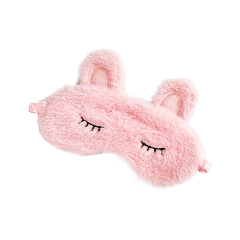 Pink plush rabbit ear eye mask custom embroidery eyelash shade sleeping eye mask outdoor travel gift custom
