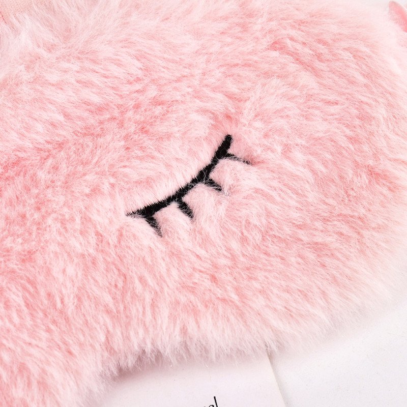 Pink plush rabbit ear eye mask custom embroidery eyelash shade sleeping eye mask outdoor travel gift custom