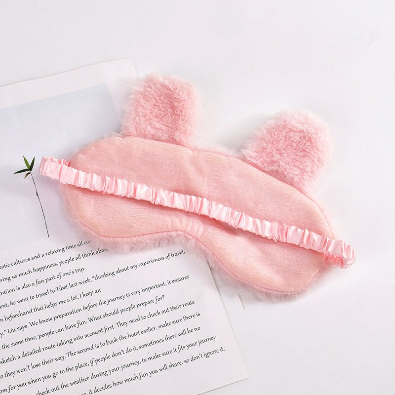 Pink plush rabbit ear eye mask custom embroidery eyelash shade sleeping eye mask outdoor travel gift custom