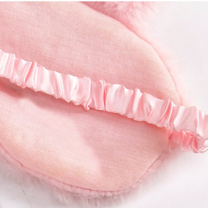 Pink plush rabbit ear eye mask custom embroidery eyelash shade sleeping eye mask outdoor travel gift custom
