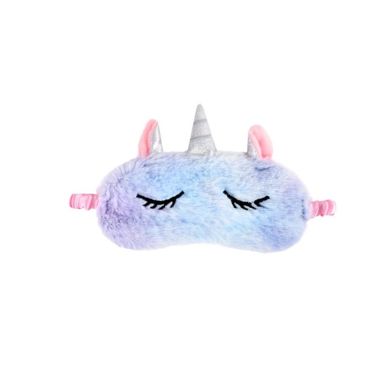 Eye mask customized plush embroidered logo unicorn colorful rabbit fur light-blocking sleep eye mask eye mask