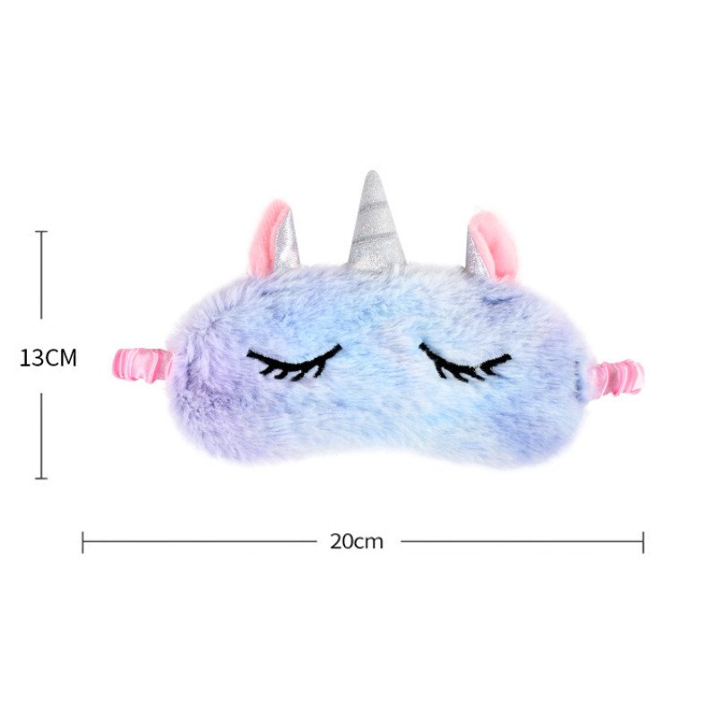 Eye mask customized plush embroidered logo unicorn colorful rabbit fur light-blocking sleep eye mask eye mask