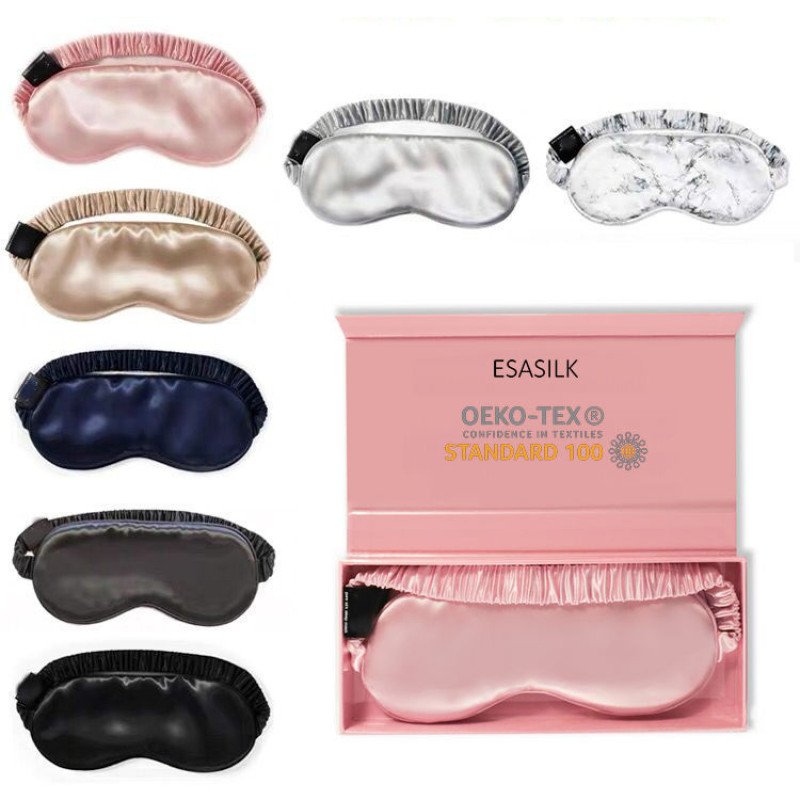 22 momme hot-selling silk eye mask, S-type shiny mulberry silk light-blocking eye mask with LOGO