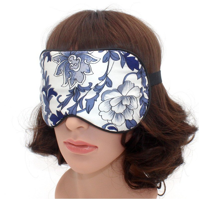 Silk enlarged and widened mulberry silk comfortable breathable sleep shading adjustable men and women printed double-sided imitation silk eye mask