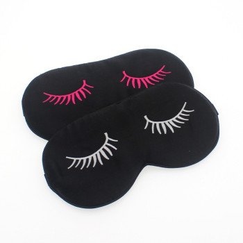 Eyelash embroidery imitation silk black sleep beauty eye mask, pink and white eyelashes