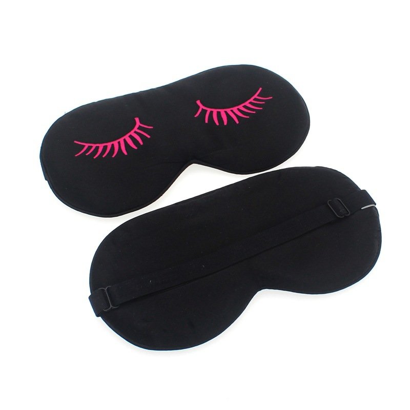 Eyelash embroidery imitation silk black sleep beauty eye mask, pink and white eyelashes