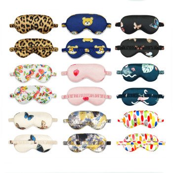Eye mask printing pattern logo customized double-sided imitation silk sleep aviation sleep shading mulberry silk eye mask