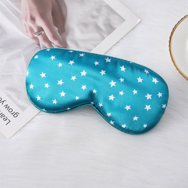 Imitation silk sleep eye mask shading printing five-pointed star lunch break travel home essential adjustable