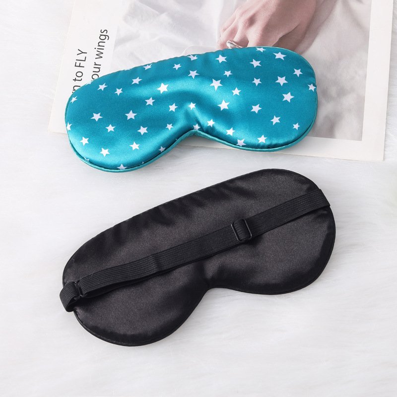 Imitation silk sleep eye mask shading printing five-pointed star lunch break travel home essential adjustable