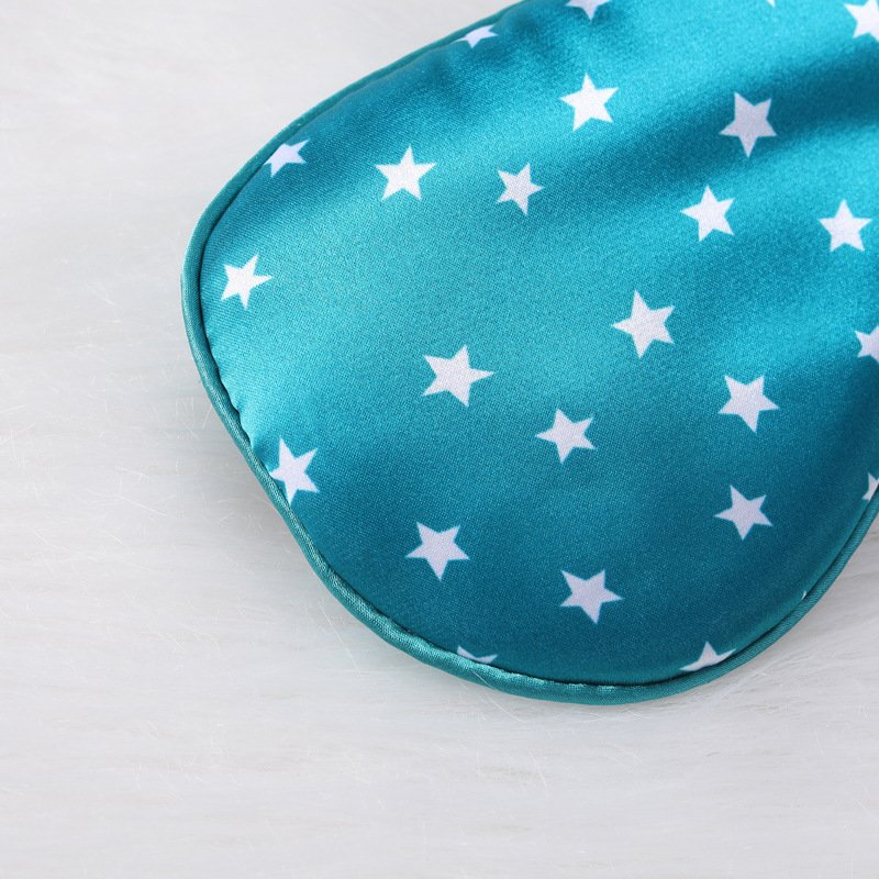 Imitation silk sleep eye mask shading printing five-pointed star lunch break travel home essential adjustable