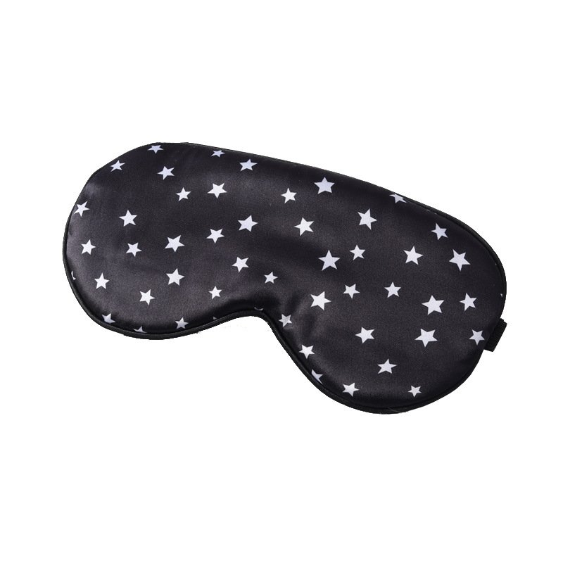 Imitation silk sleep eye mask shading printing five-pointed star lunch break travel home essential adjustable
