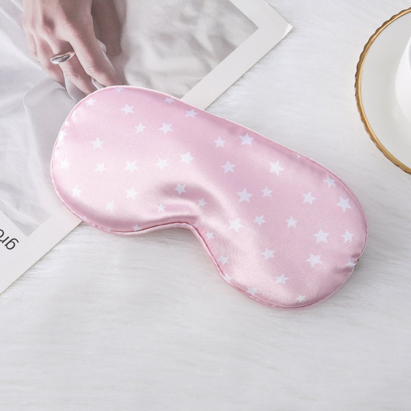 Imitation silk sleep eye mask shading printing five-pointed star lunch break travel home essential adjustable