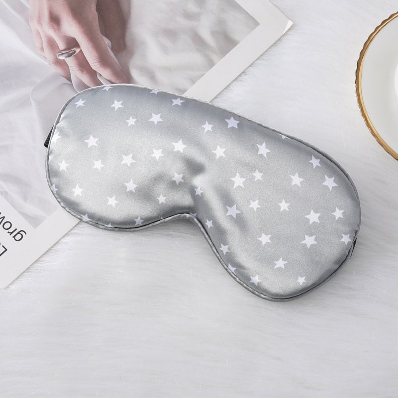 Imitation silk sleep eye mask shading printing five-pointed star lunch break travel home essential adjustable