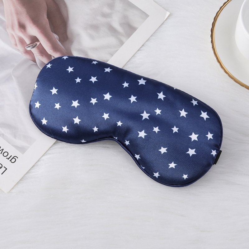 Imitation silk sleep eye mask shading printing five-pointed star lunch break travel home essential adjustable