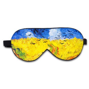 World famous painting double layer solid color velvet travel aviation sleep blackout silk eye mask
