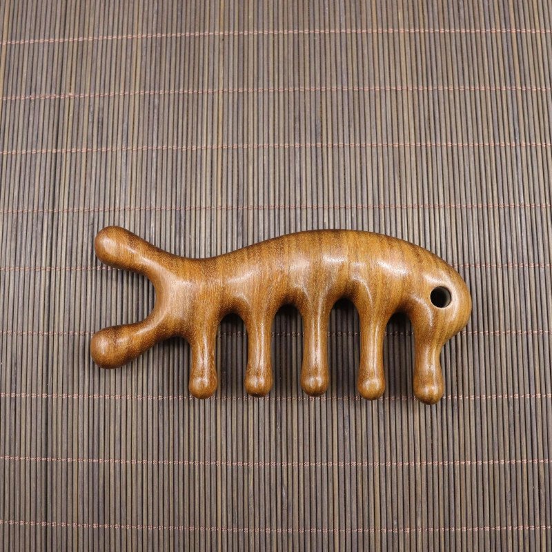 Golden sandalwood massage comb, meridian comb, massage comb