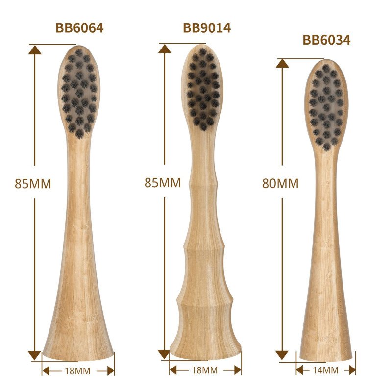 Inorganic biological bamboo replacement brush head suitable for Philip HX6730 electric bamboo toothbrush head