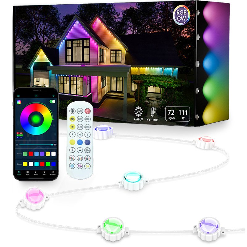 Graffiti wifi eaves lights, APP remote control smart colorful voice-controlled courtyard outdoor lights, indoor decorative string lights