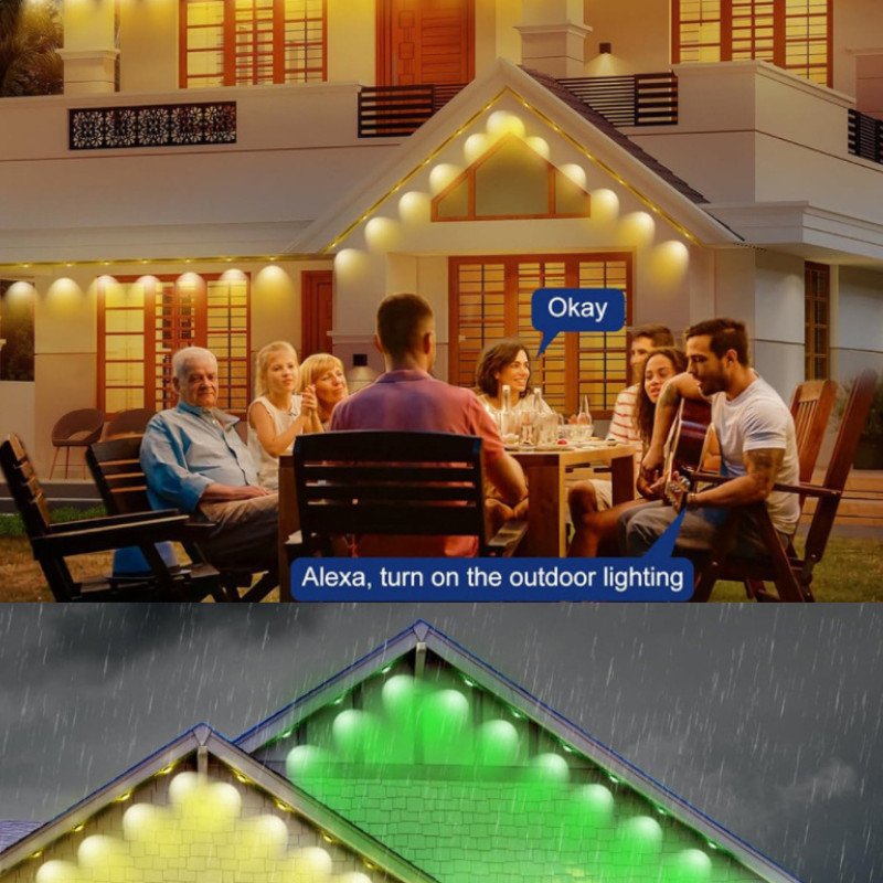 Graffiti wifi eaves lights, APP remote control smart colorful voice-controlled courtyard outdoor lights, indoor decorative string lights