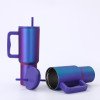 Stainless steel vacuum thermos cup,colorful oil gold double drinking straw cup,outdoor portable car cup