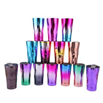 Wholesale beer cup electroplating gradient style double-layer stainless steel thermos cup,large capacity ice cup car cup