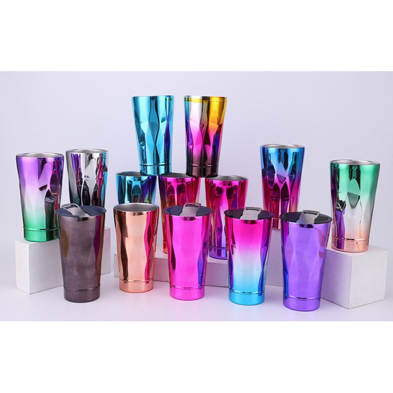 Wholesale beer cup electroplating gradient style double-layer stainless steel thermos cup,large capacity ice cup car cup