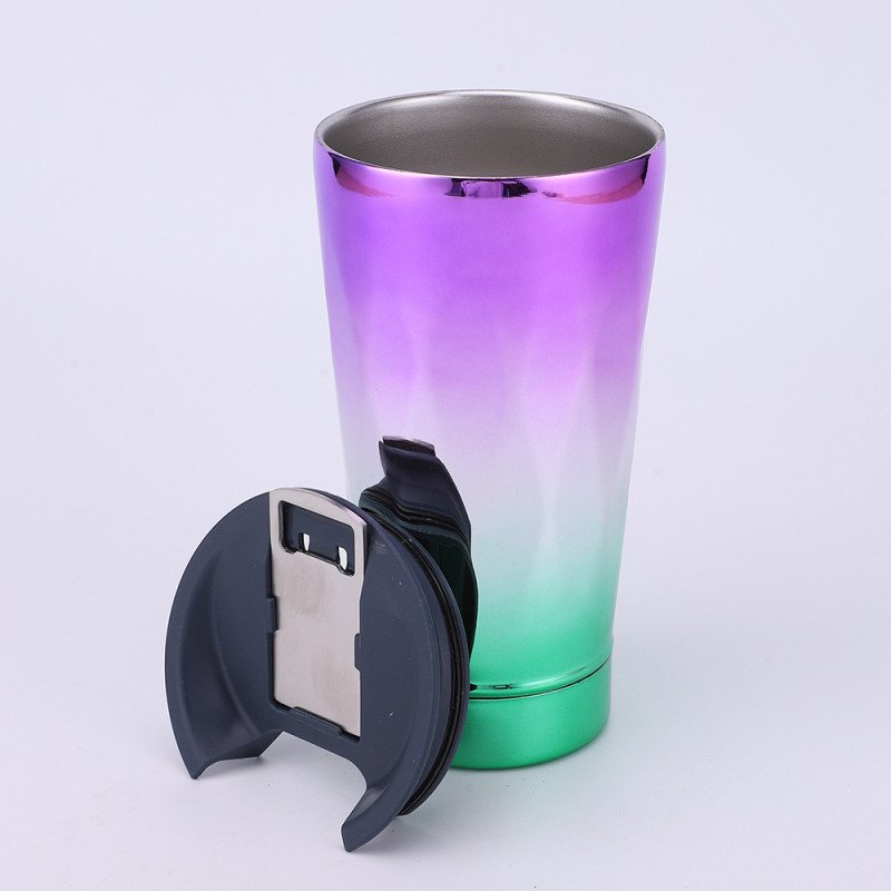 Wholesale beer cup electroplating gradient style double-layer stainless steel thermos cup,large capacity ice cup car cup